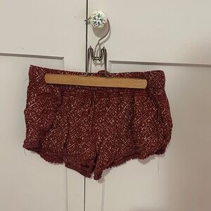 Ecote High Waist Red Patterned Shorts